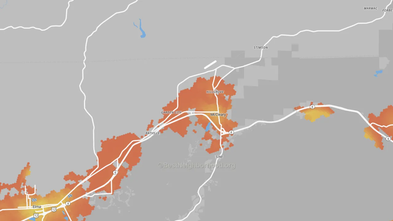 Bike Grade map of Mccleary, WA