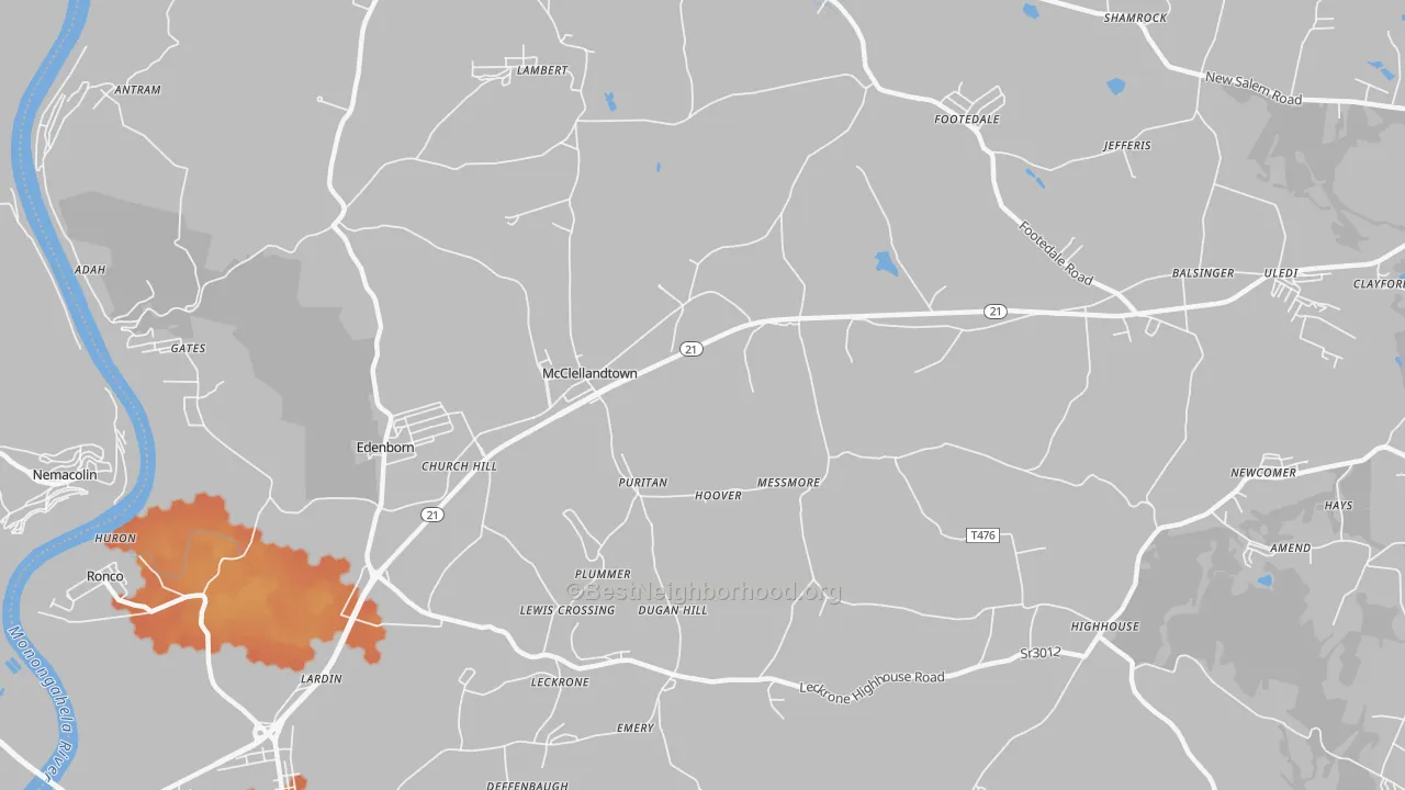 Bike Grade map of McClellandtown, PA