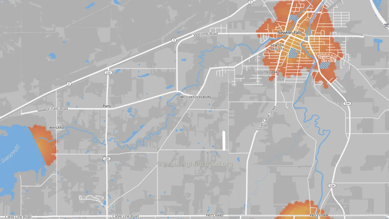 Bike Grade map of McClintocksburg, OH