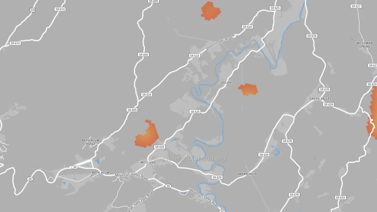 Bike Grade map of McClung, VA