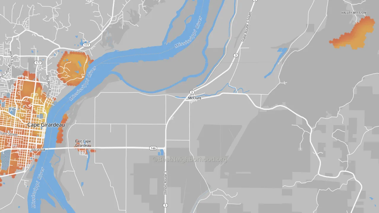 Bike Grade map of McClure, IL
