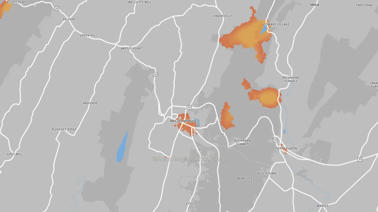 Bike Grade map of McConnellsburg, PA