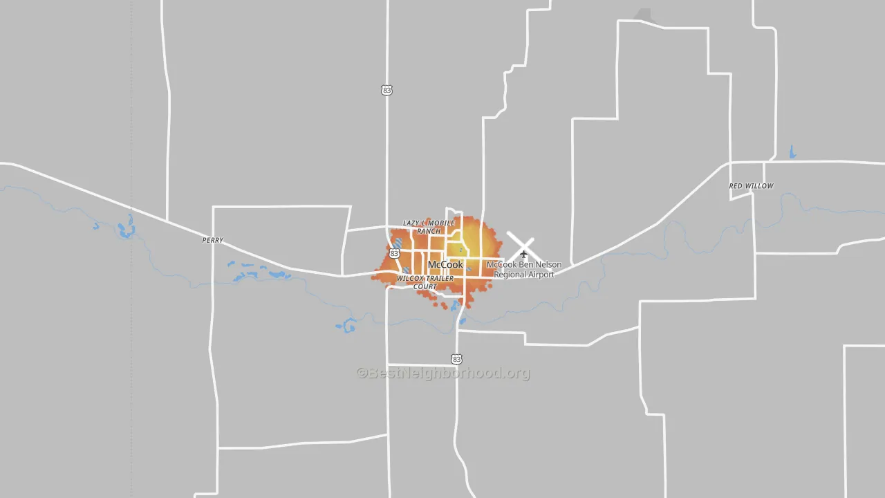Bike Grade map of McCook, NE