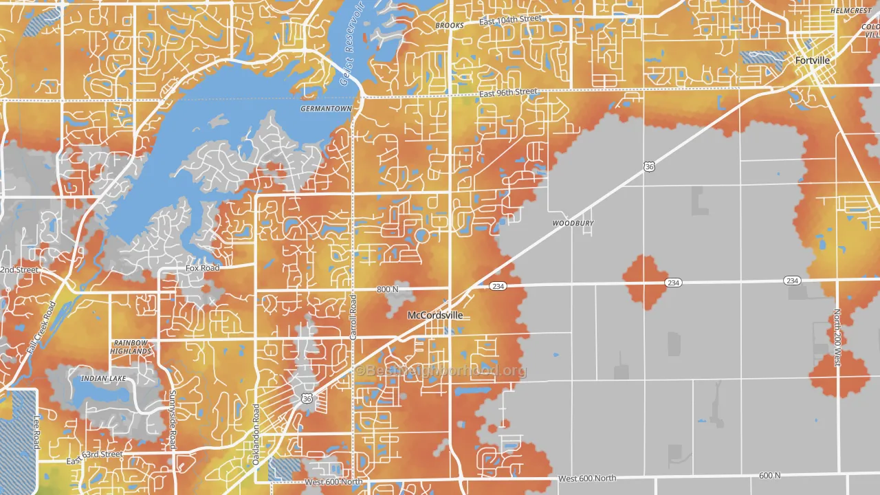 Bike Grade map of McCordsville, IN