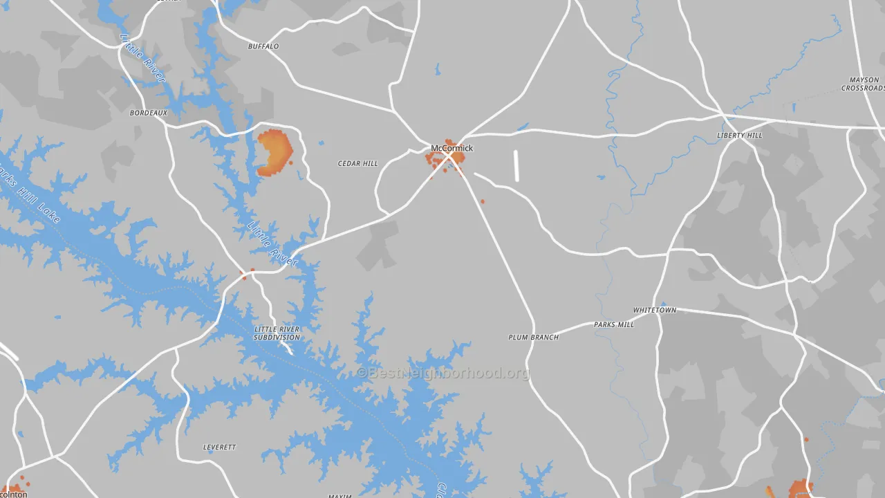 Bike Grade map of McCormick County, SC
