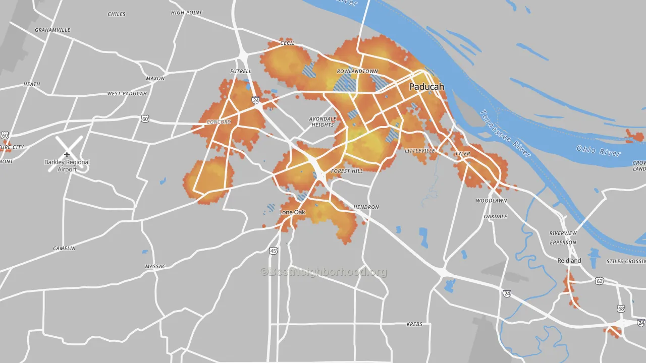 Bike Grade map of McCracken County, KY