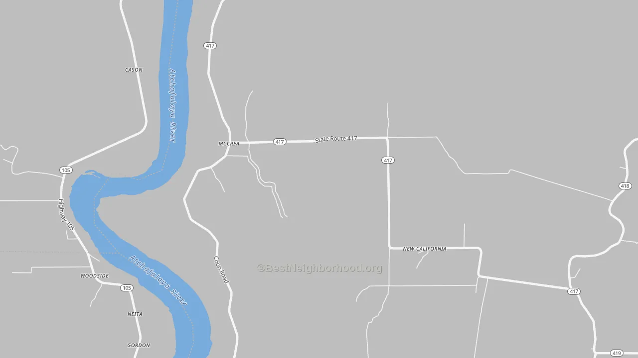 Bike Grade map of McCrea, LA