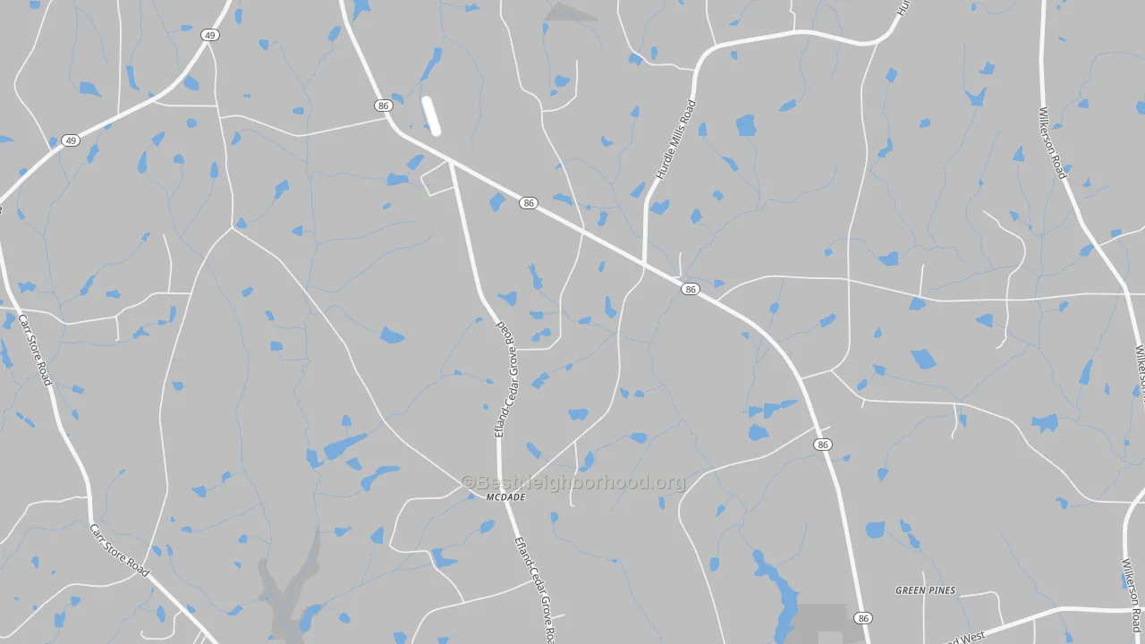 Bike Grade map of McDade, NC