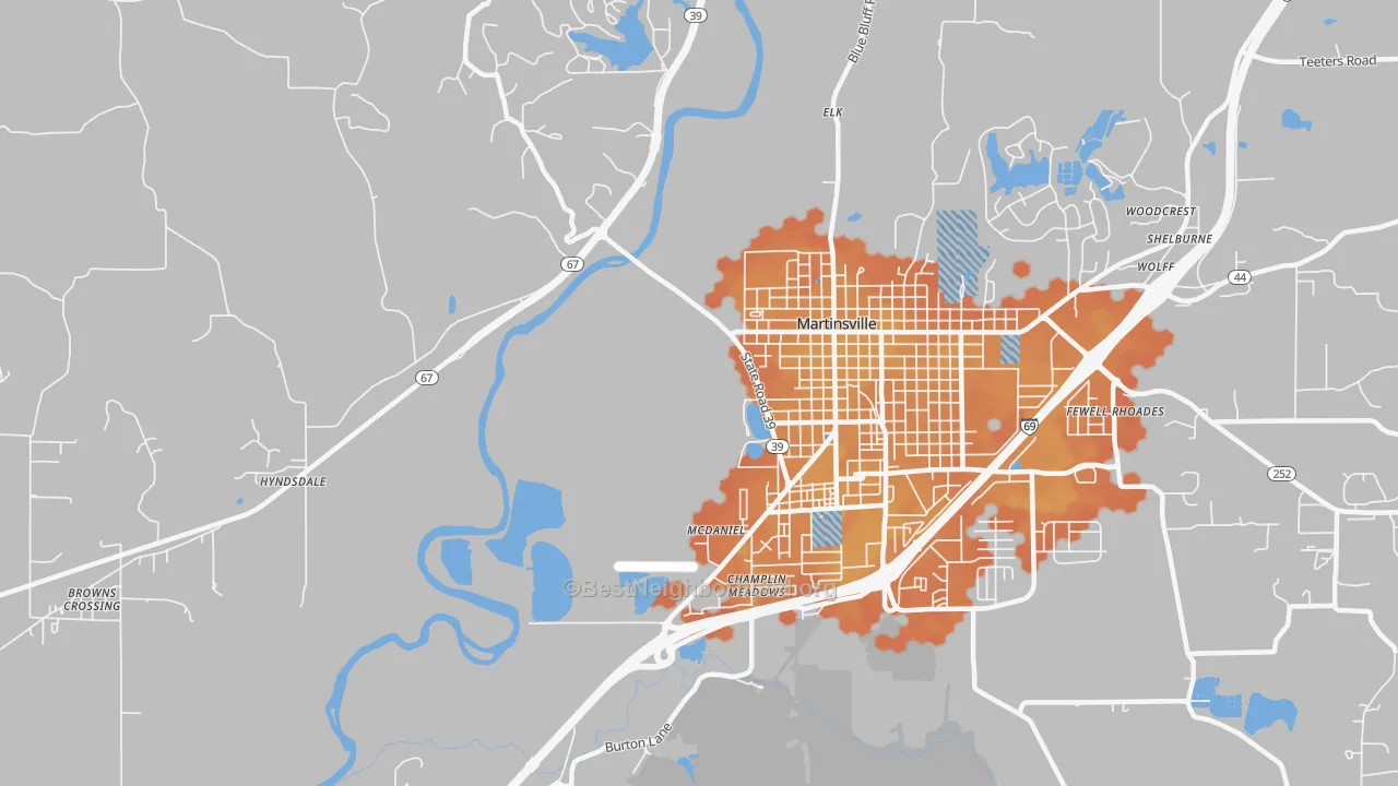 Bike Grade map of McDaniel, IN