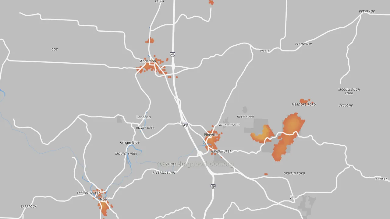 Bike Grade map of McDonald County, MO