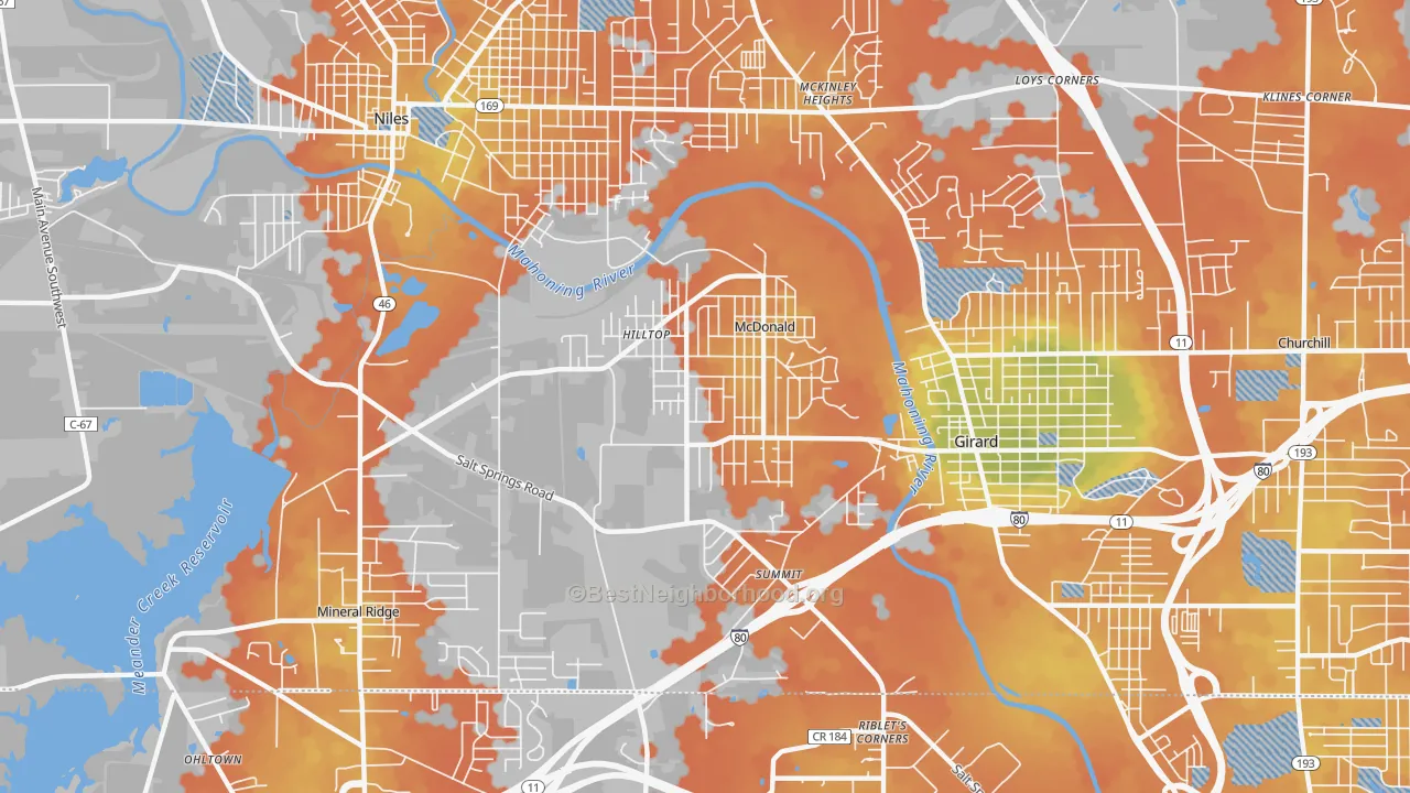 Bike Grade map of McDonald, OH