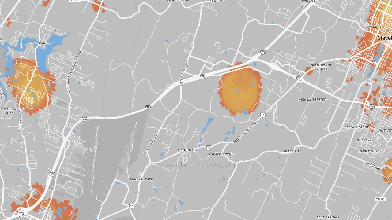 Bike Grade map of McDonald, TN