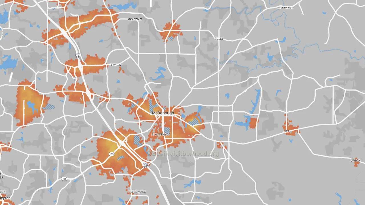 Bike Grade map of McDonough, GA