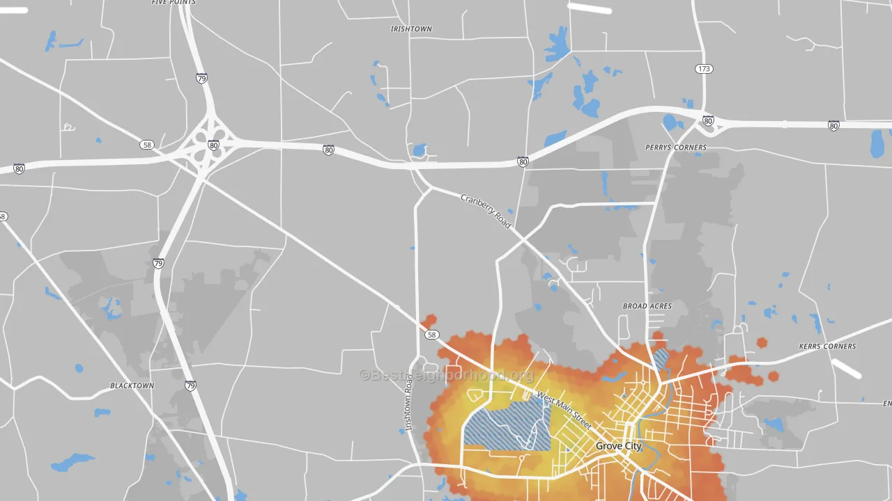 Bike Grade map of McDowell Corners, PA