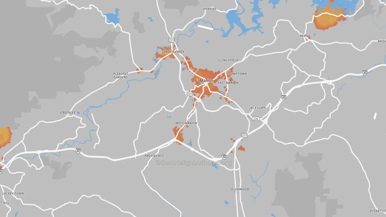 Bike Grade map of McDowell County, NC