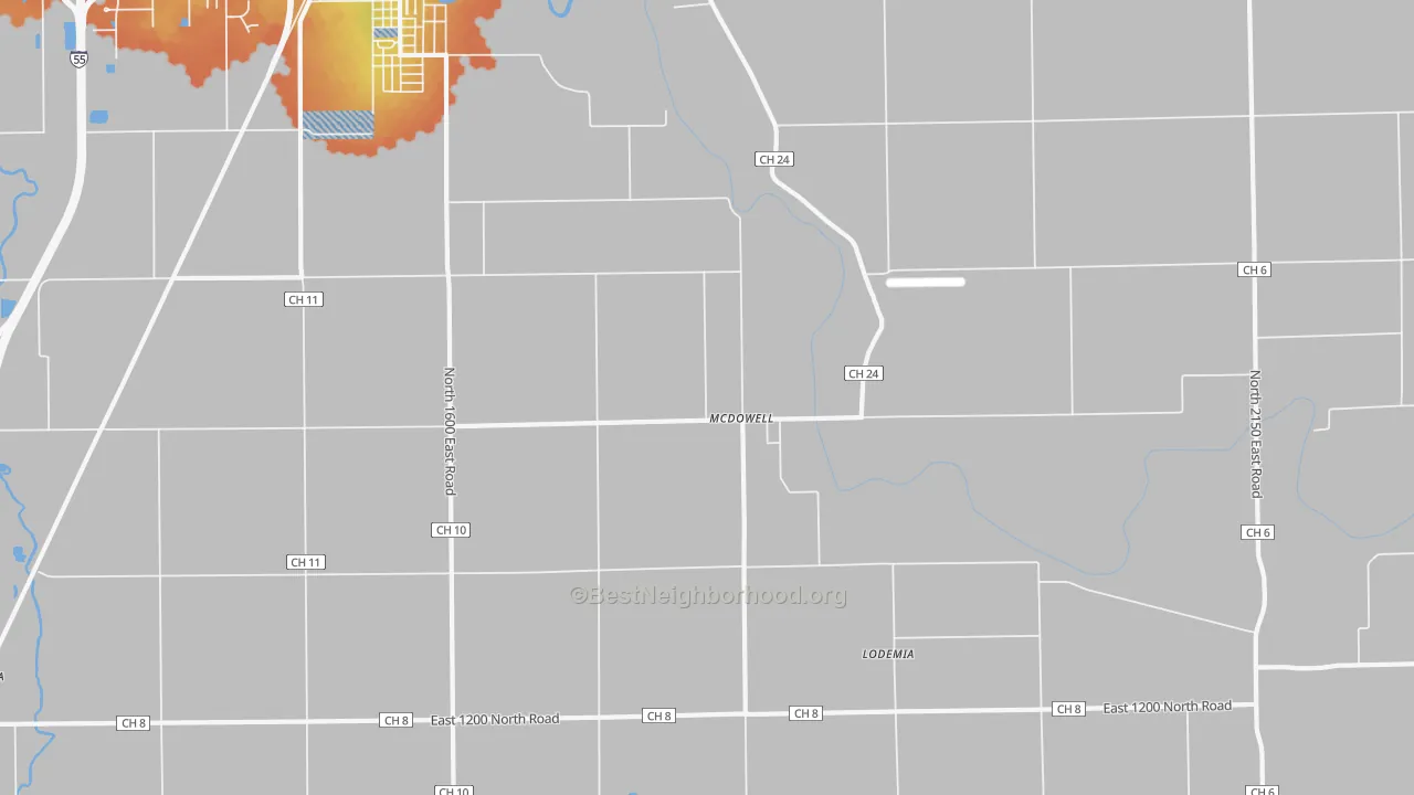 Bike Grade map of McDowell, IL