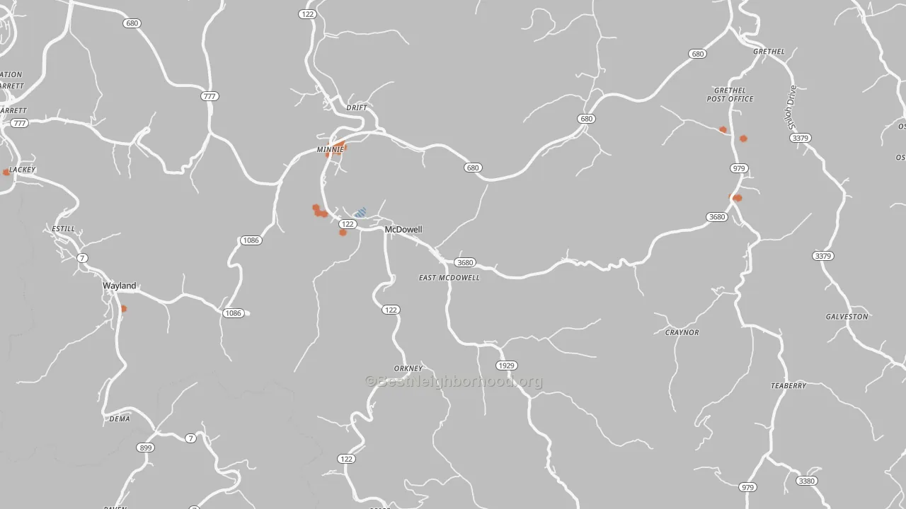 Bike Grade map of McDowell, KY