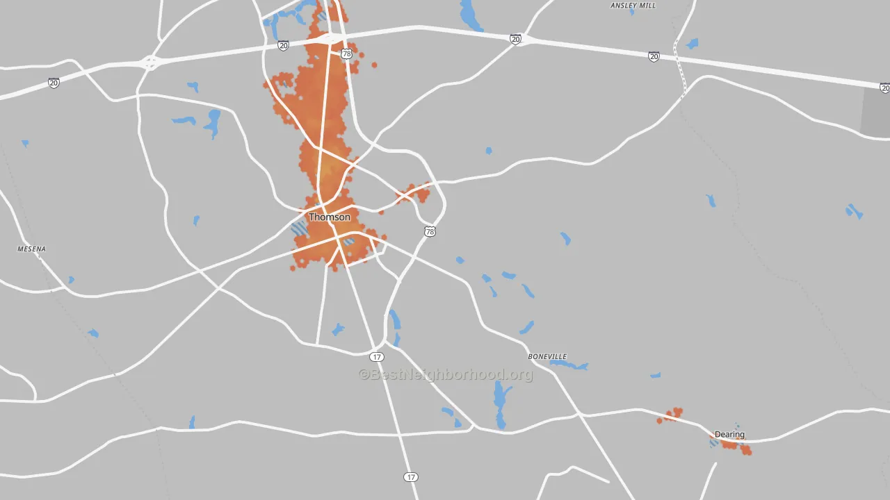 Bike Grade map of McDuffie County, GA