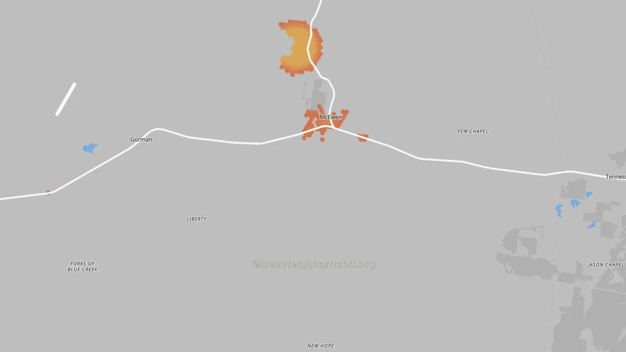 Bike Grade map of McEwen, TN