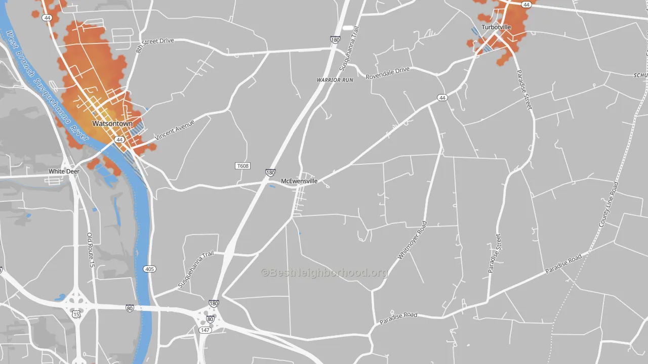 Bike Grade map of McEwensville, PA