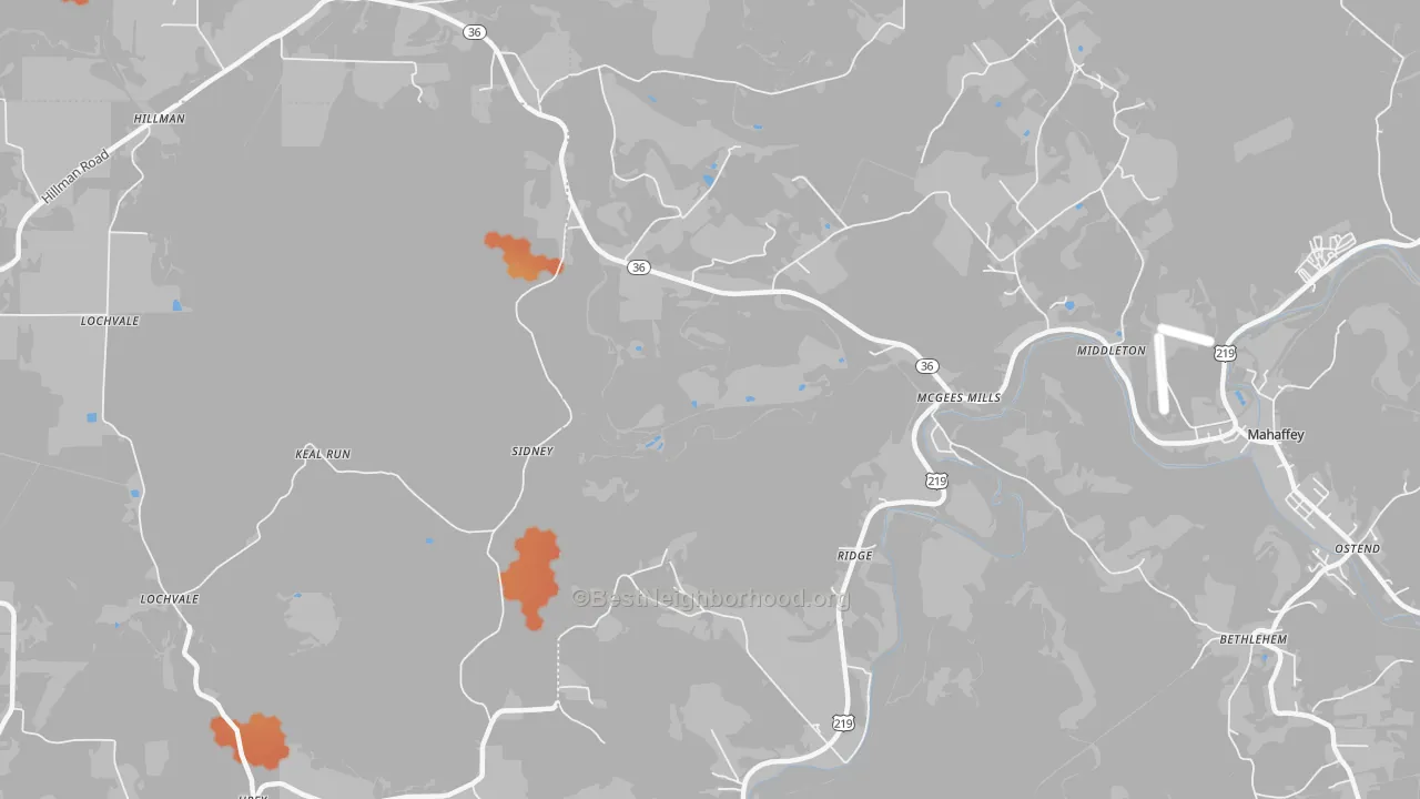 Bike Grade map of McGees Mills, PA