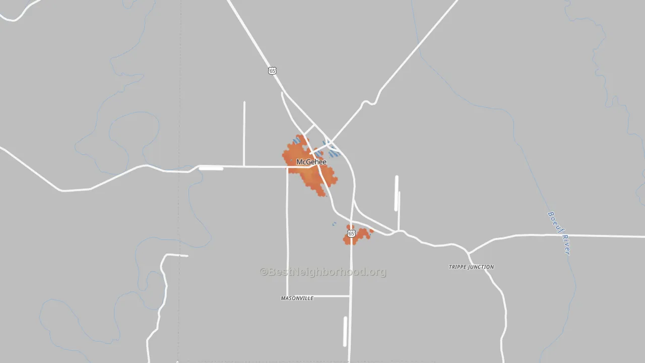 Bike Grade map of McGehee, AR