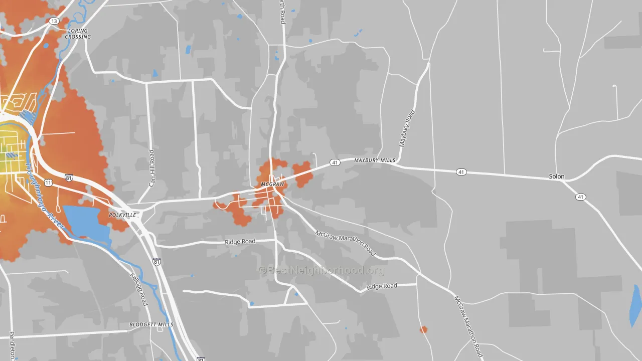 Bike Grade map of McGraw, NY