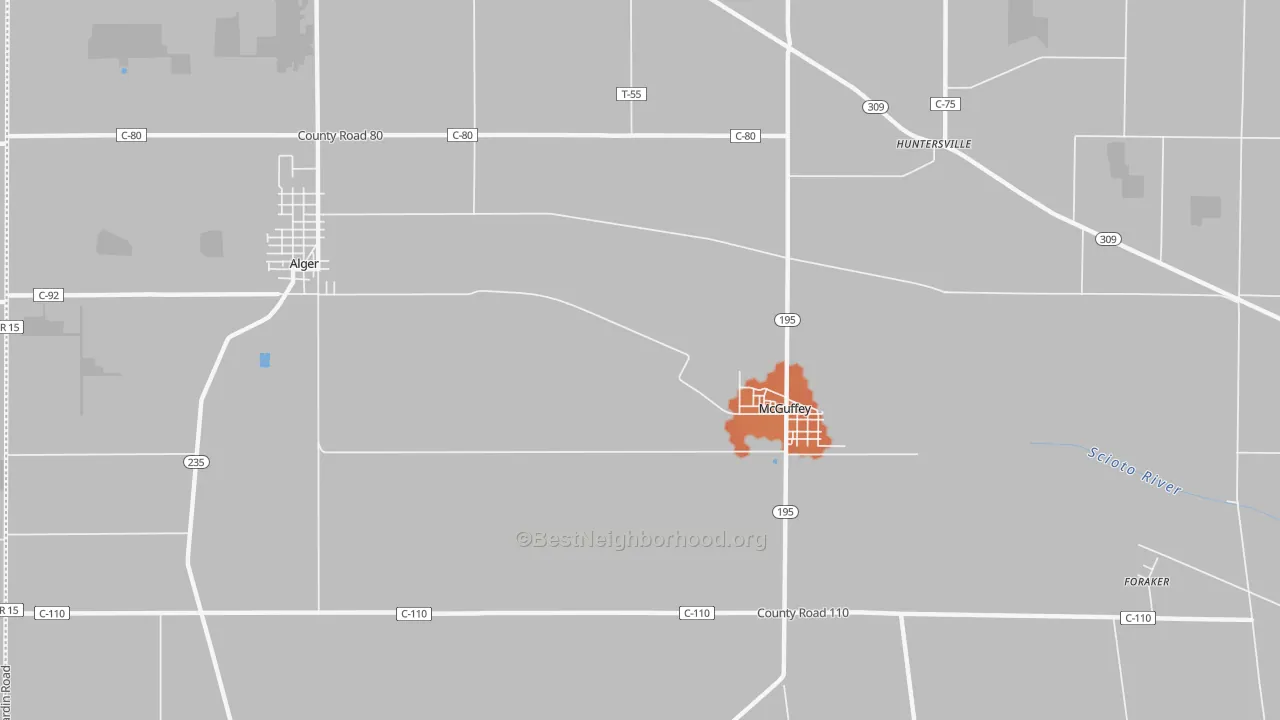Bike Grade map of McGuffey, OH