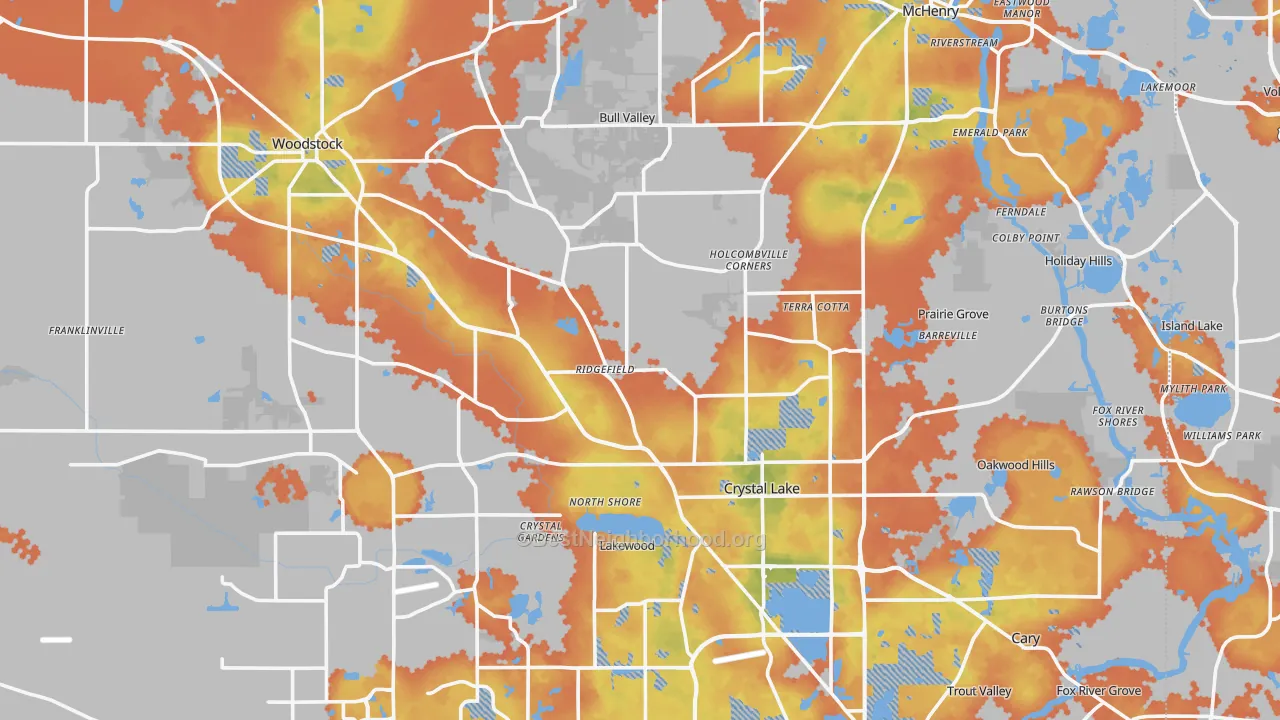 Bike Grade map of McHenry County, IL