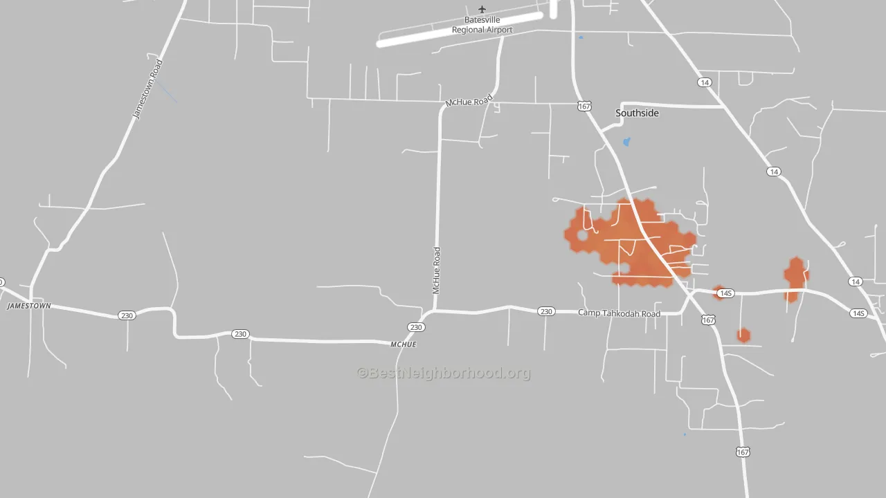 Bike Grade map of McHue, AR