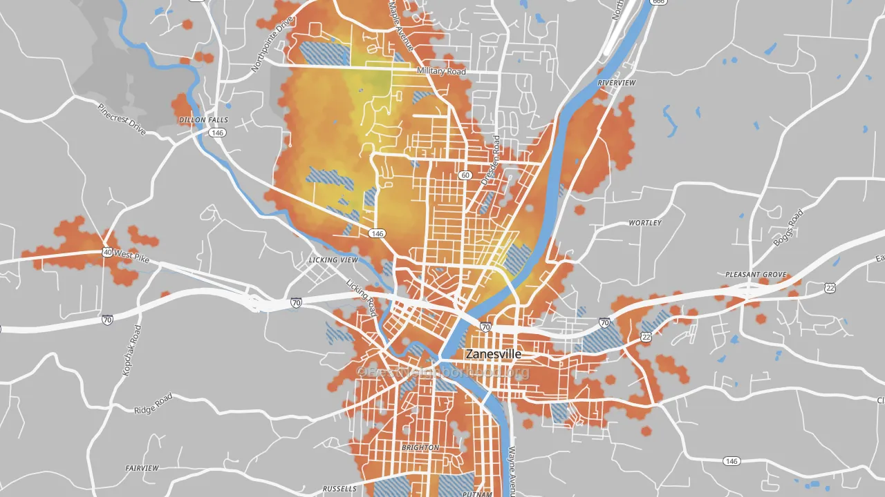 Bike Grade map of McIntire Terrace Historic District, Zanesville, OH
