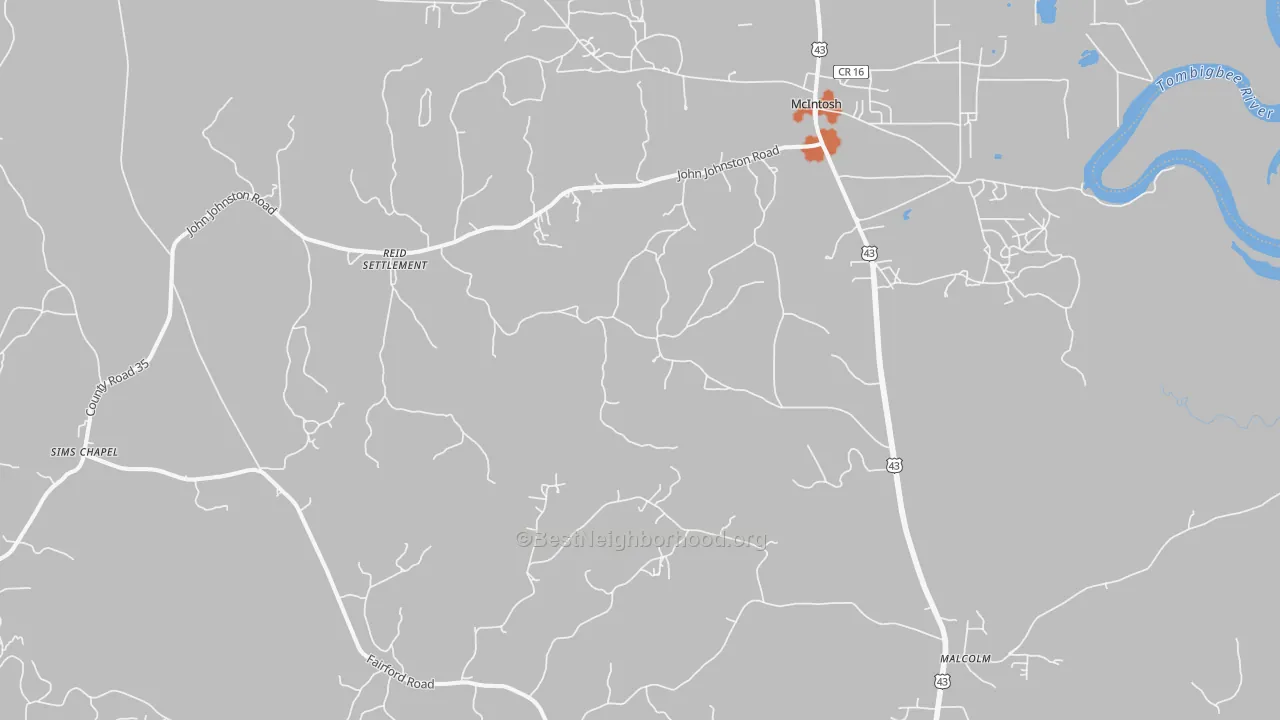Bike Grade map of McIntosh, AL