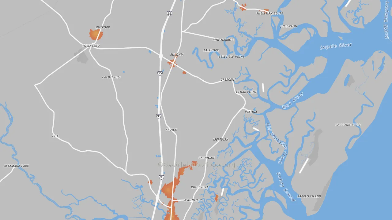 Bike Grade map of McIntosh County, GA
