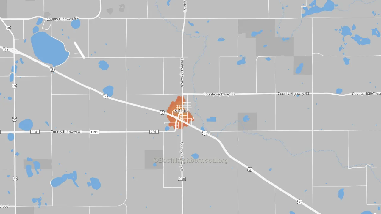 Bike Grade map of Mcintosh, MN