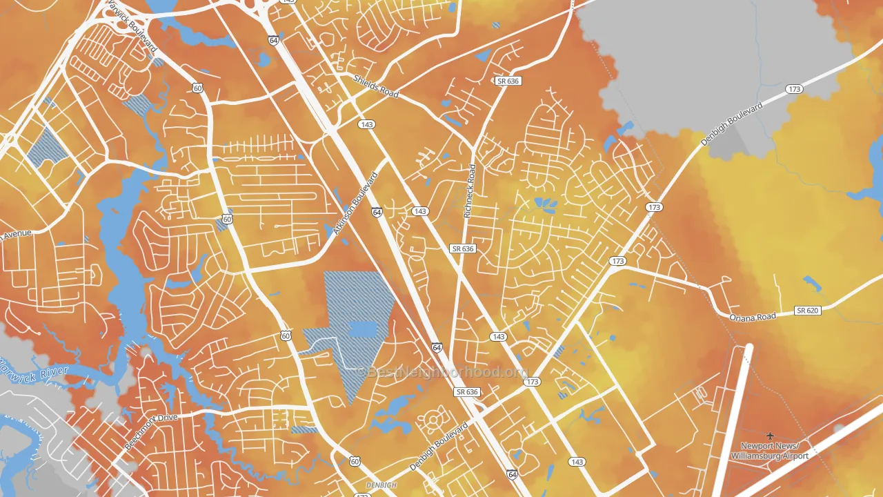 Bike Grade map of McIntosh, Newport News, VA
