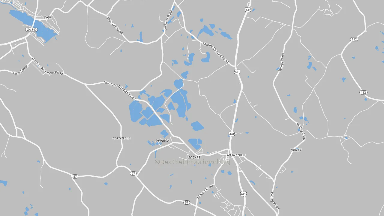 Bike Grade map of McIntyre, GA
