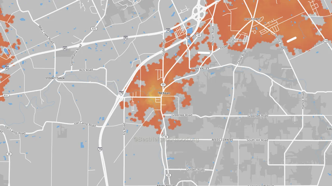 Bike Grade map of McKean, PA