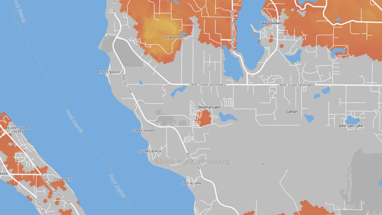 Bike Grade map of McKees Beach, WA