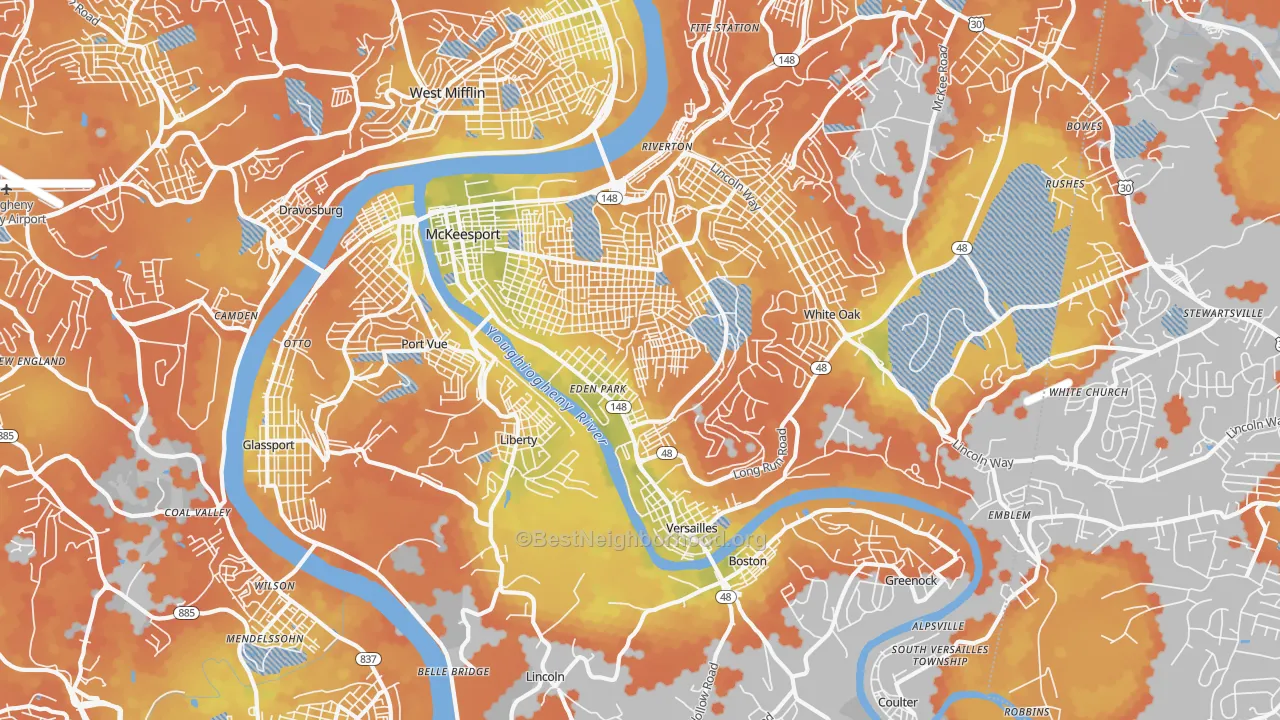 Bike Grade map of McKeesport, PA