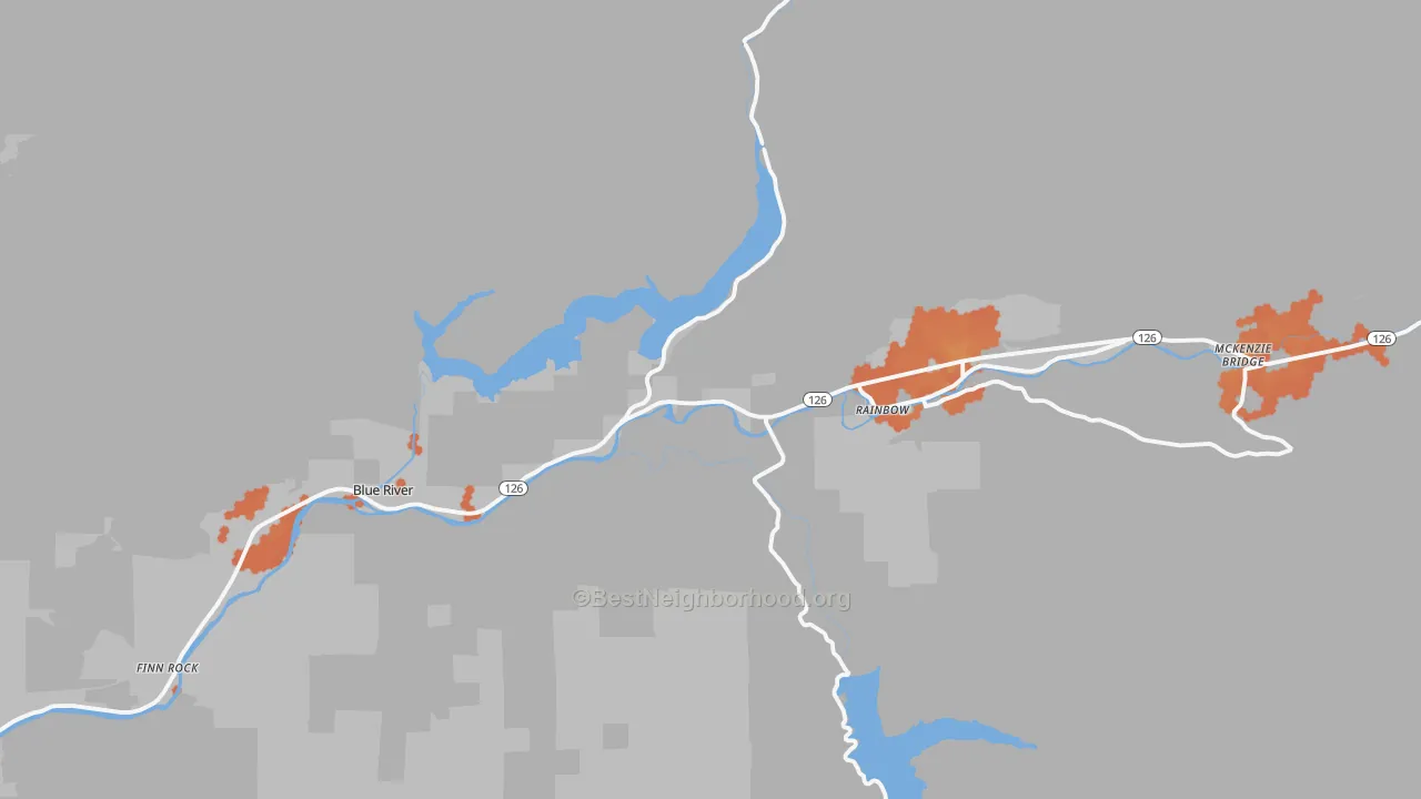 Bike Grade map of McKenzie Bridge, OR