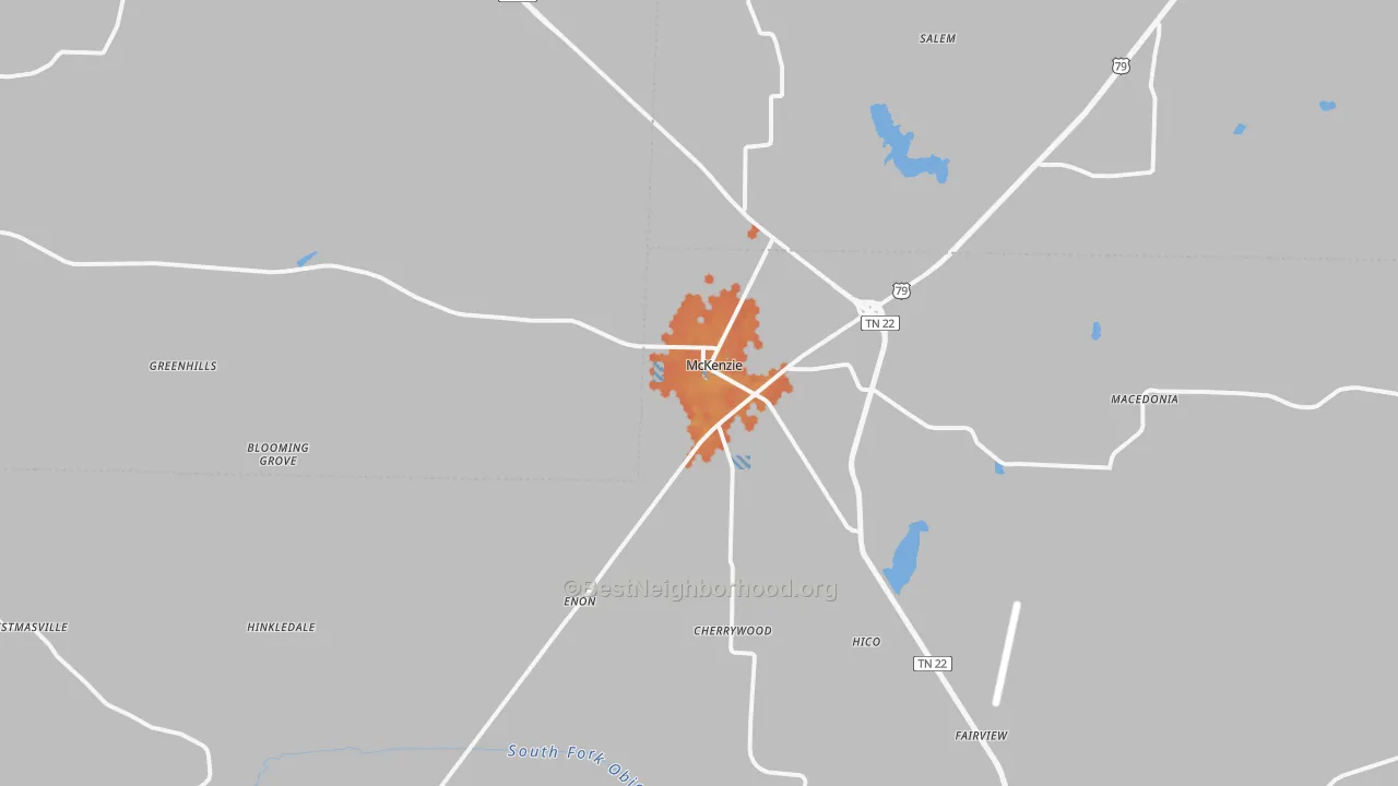 Bike Grade map of McKenzie, TN
