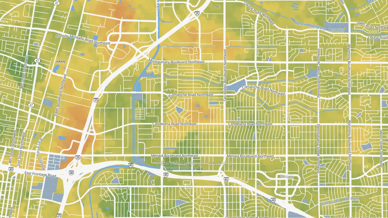 Bike Grade map of McKinley, Albuquerque, NM