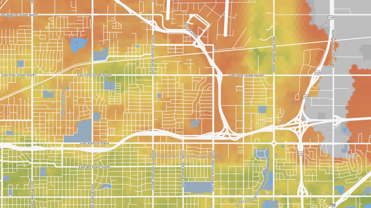 Bike Grade map of McKinley Mitchell, Tulsa, OK