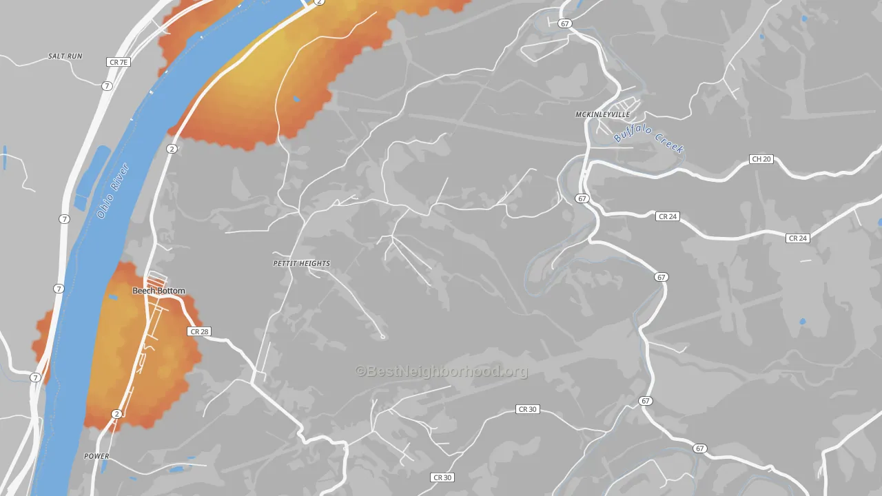 Bike Grade map of McKinleyville, WV