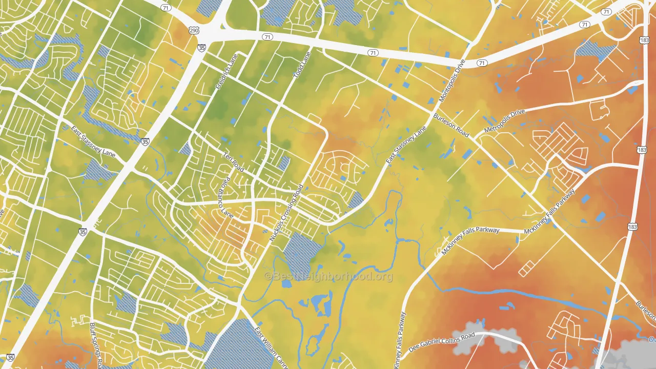 Bike Grade map of McKinney, Austin, TX
