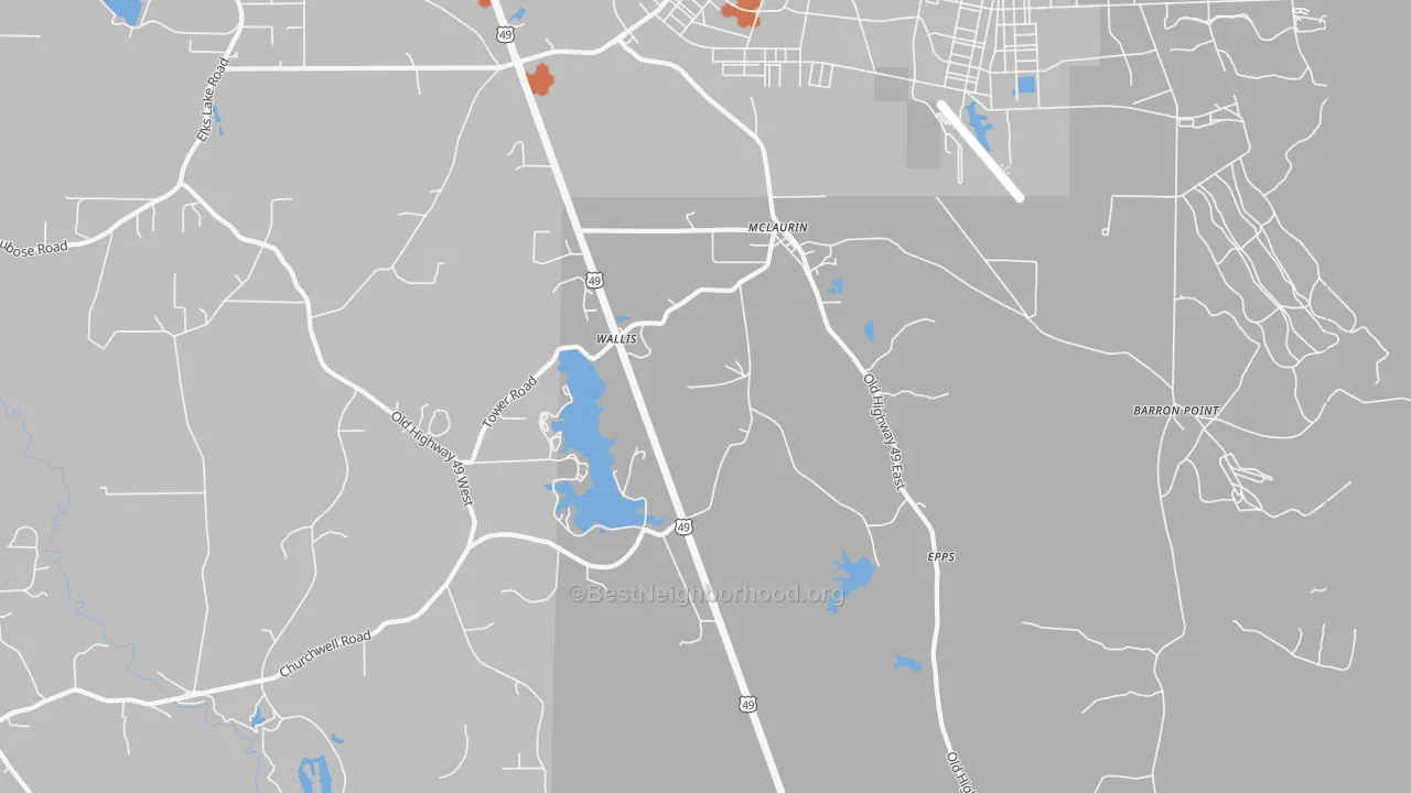 Bike Grade map of McLaurin, MS