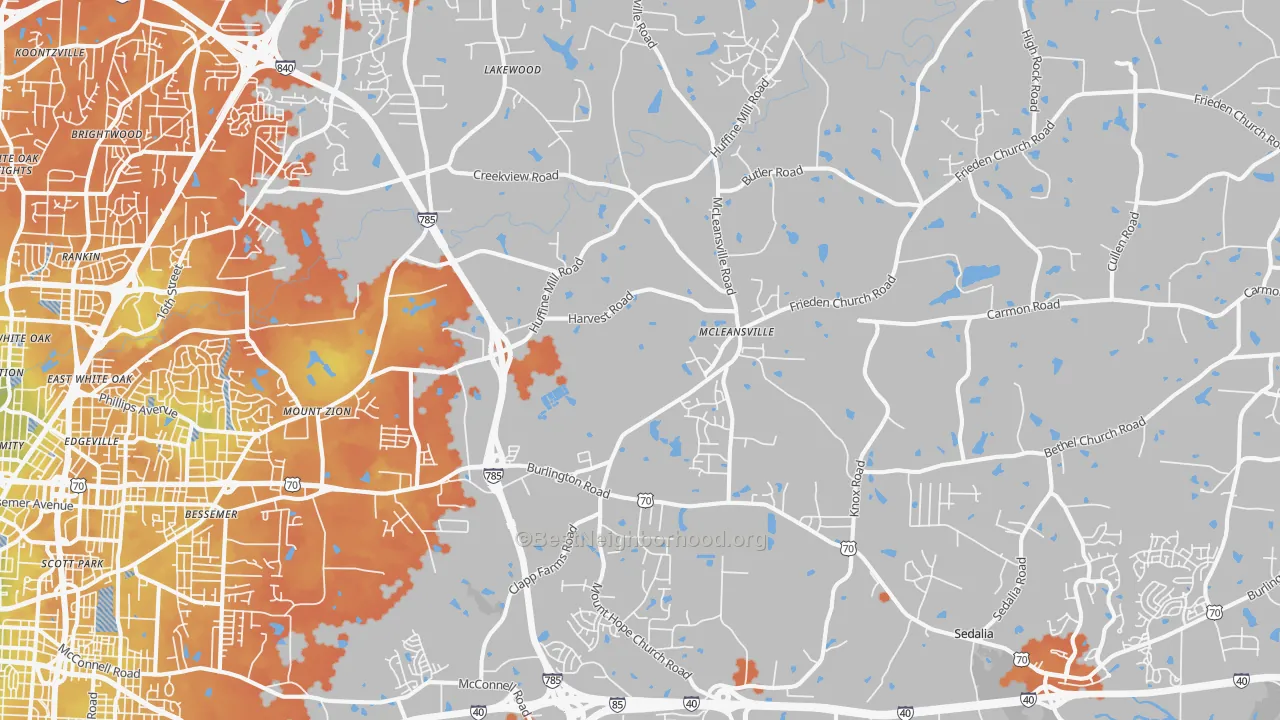 Bike Grade map of McLeansville, NC