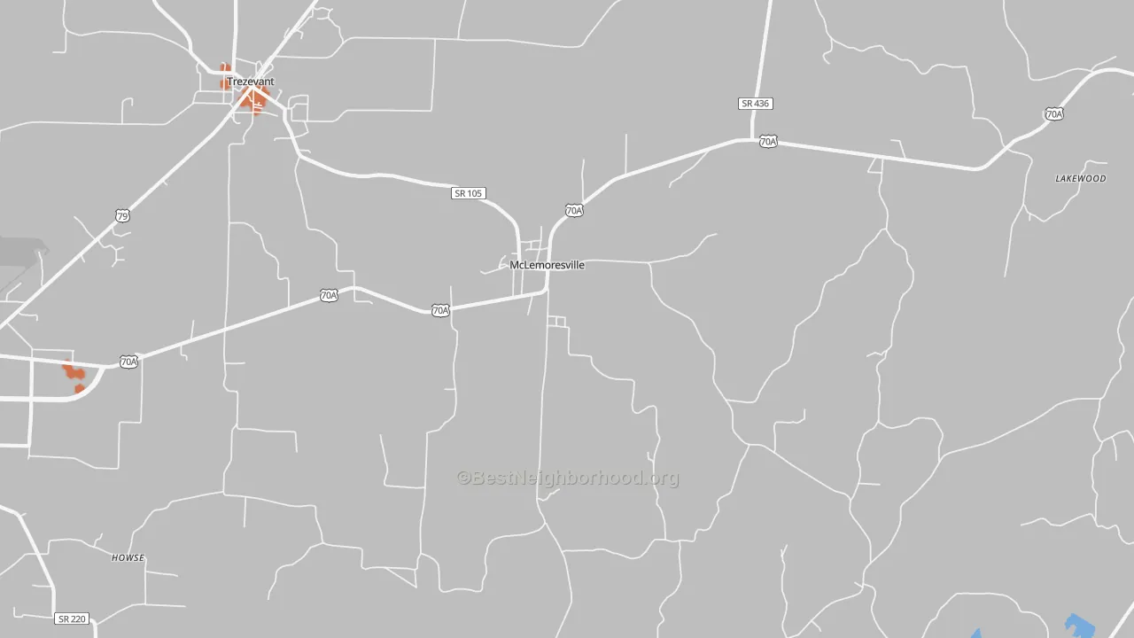 Bike Grade map of McLemoresville, TN