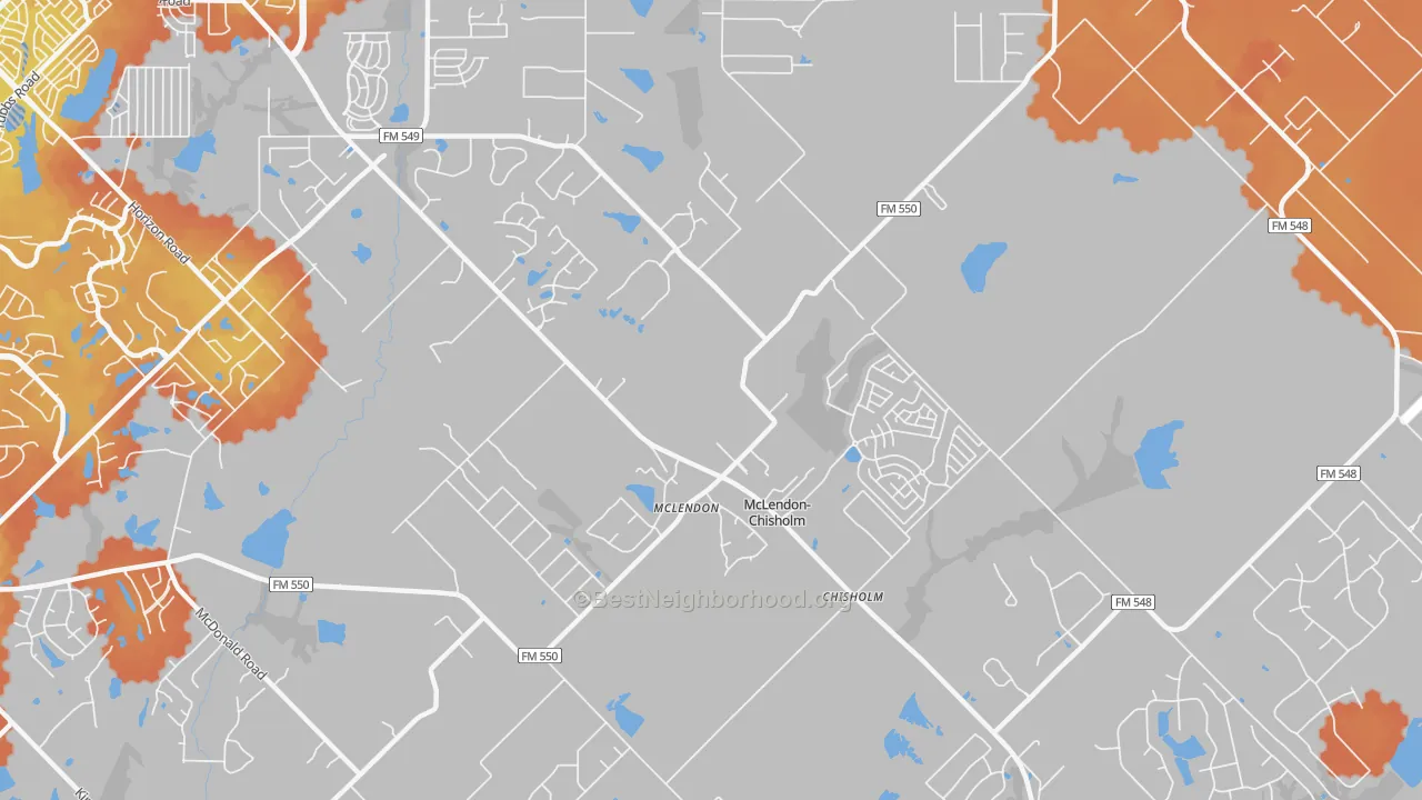 Bike Grade map of McLendon-Chisholm, TX