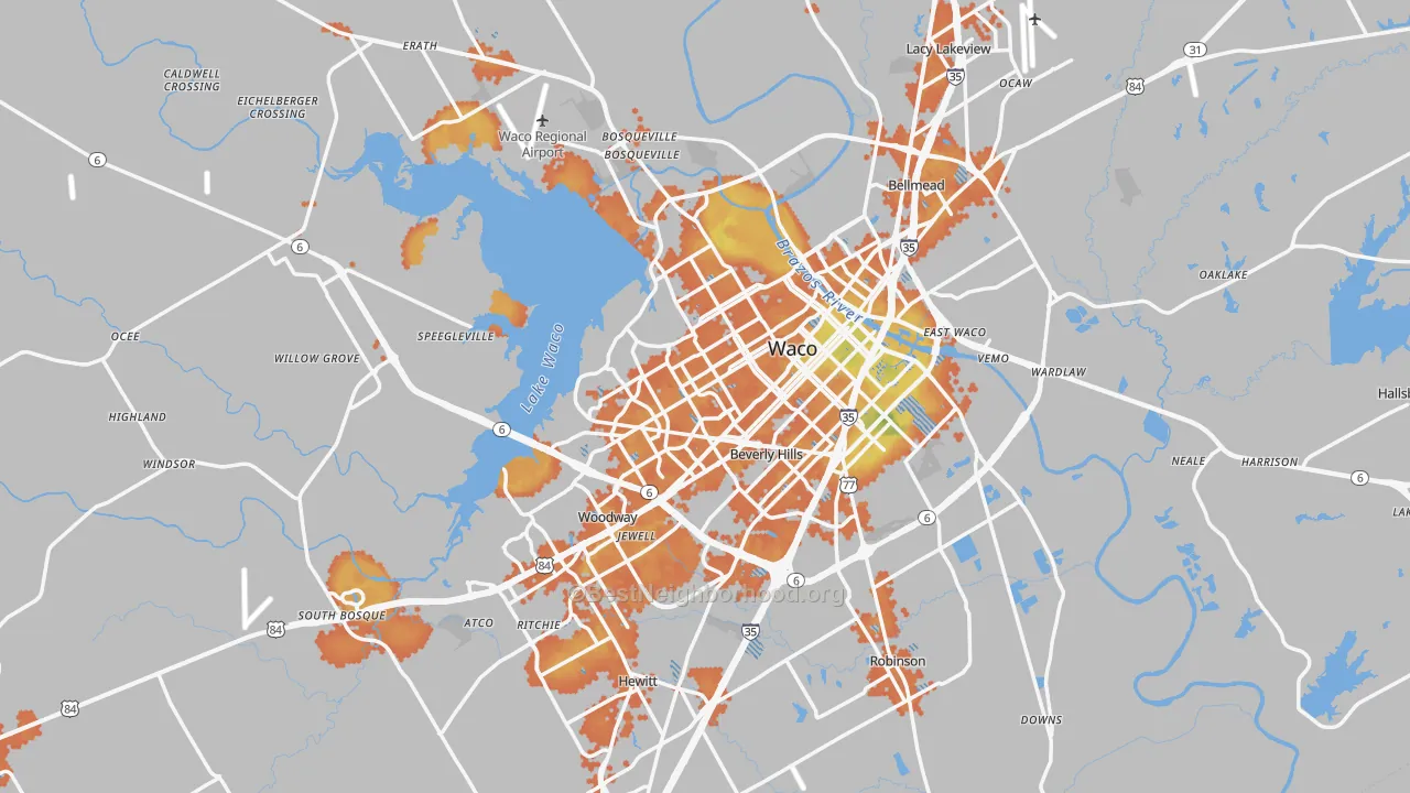 Bike Grade map of McLennan County, TX